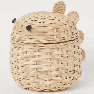 Handwoven Natural Rattan Storage Basket Cute Animal Design for Nursery Home Decor Wicker Storage Baskets
