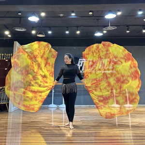 Nuevos Disfraces para Actuaciones de Iglesia Bandera de Danza Teñida en Rojo y Amarillo con Varilla Telescópica de Alabanza - Product Image 1