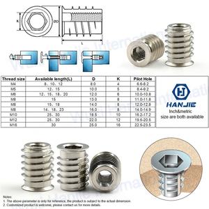 A2-70 de acero inoxidable DIN7965, tuerca de inserción de madera de accionamiento hexagonal - Product Image 4