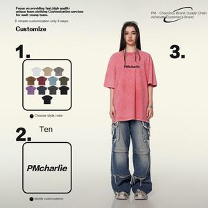 कपड़ों के निर्माता कस्टम 100% सूती अतिसूक्ष्मवाद 300 ग्राम छोटी आस्तीन विंटेज धोई हुई ढीली हैवीवेट टी शर्ट - Product Image 3