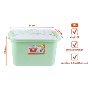 Multi Color Plastic Storage Box Lid 12 L PP Organizer Bin Stackable Moisture Resistant Dust Resistant Eco-Friendly for Wardrobe - Product Image 1