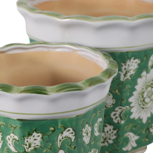 Pots de fleurs décoratifs à motif floral vert pour une utilisation à la maison et en extérieur - Product Image 6