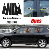 Convient pour Jeep Compass 2007-2021 Couverture de cadre de porte latérale de voiture accessoires décoration de fenêtre autocollant de colonne centrale noir brillant