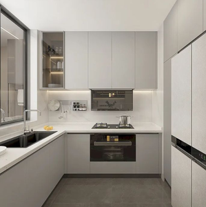 Ensemble de meubles de <span class=keywords><strong>cuisine</strong></span> sur mesure de style italien moderne en PVC, acrylique et bois massif avec armoire de rangement et évier pour usage culinaire - Product Image 3