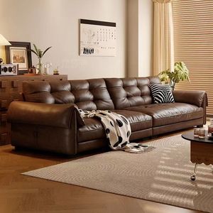 Canapé <span class=keywords><strong>en</strong></span> <span class=keywords><strong>cuir</strong></span> véritable ciré, style minimaliste italien, luxe américain, moderne, rétro, <span class=keywords><strong>pour</strong></span> salon - Product Image 4