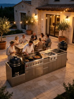Dapur Luar Ruangan All in One dengan Kabinet Modular Baja Tahan Karat 304, Pemanggang Arang Kamado, dan Wastafel untuk Patio, Halaman Belakang, dan Katering