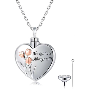 Kremasi Liontin Tulang Kotak Abu Stainless Steel Jantung Tulip Memorial Kalung Kenang-kenangan Liontin Tulang Abu Perhiasan Hadiah - Product Image 1