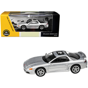 DCD mitMitsubishi 3000GT GTO 1/64 modellino di auto in argento metallizzato con tetto apribile da modelli Paragon