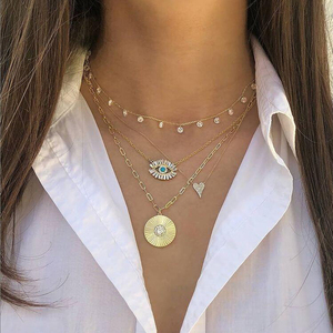 Collar con colgante de Moana para mujer, Gargantilla con piedras, pestañas, pavé de ojo turquesa, CZ, joyería para mujer 2022 - Product Image 2