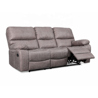 Canapé inclinable manuel 3 places moderne en tissu gris avec accoudoirs rembourrés et structure en bois pour salon - Vente en gros