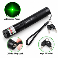 Pointeur laser vert haute puissance, stylo laser à mise au point réglable, corps en aluminium, lampes de poche avec verrouillage de sécurité pour présentations, astronomie