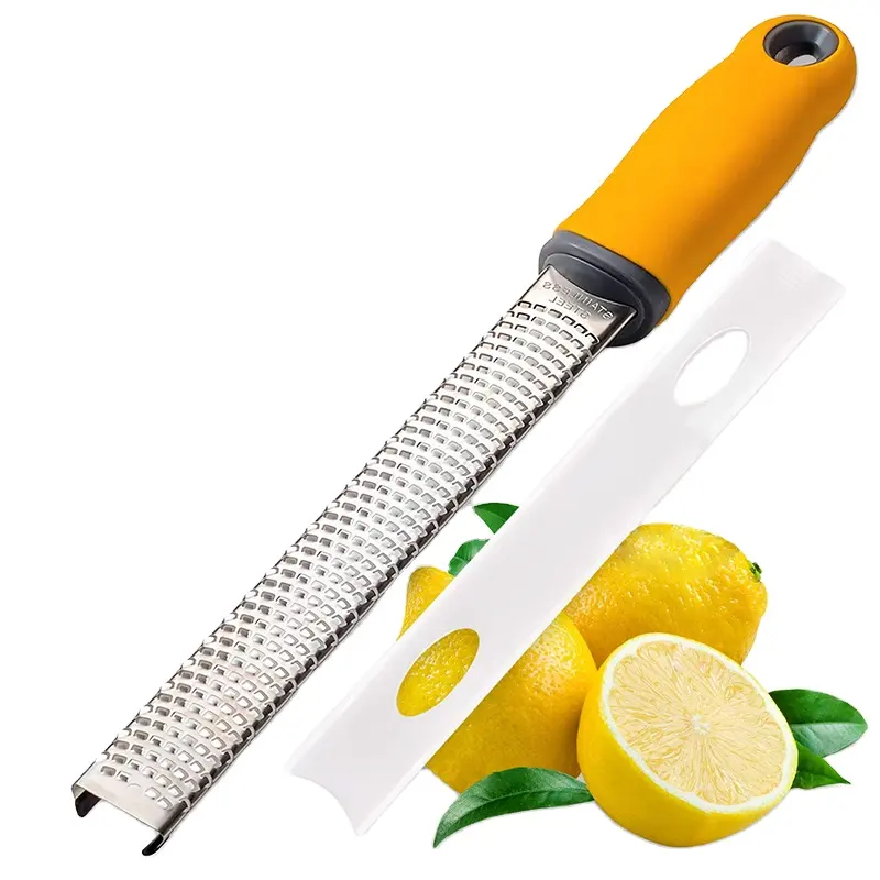 Cheese Grater & Lemon Zester with Protect Cover Stainless Steel Kitchen Grater Slicer with Non-Slip Handle Dishwasher Safe