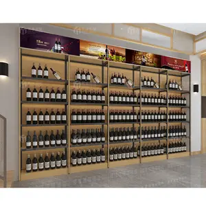 Meicheng Retail Store Design Exposição De Vinho Contra A Parede Cremalheira De Vinho Com Serviço De Design De Layout Livre