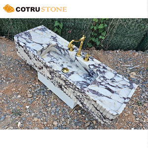 Comptoir en marbre Calacatta alto personnalisé lavabo de salle de bain rectangulaire mural pour décoration de salle d'eau - Product Image 6