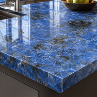 Nouveau produit : dalle de pierre frittée bleue grand format polie pour comptoir de salle de bain, meuble-lavabo et revêtement mural