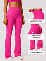Pantalones de yoga acampanados de cintura alta para mujer, efecto segunda piel, secado rápido, realce de glúteos, ajuste ceñido, pierna ancha, corte bootcut, pantalones deportivos