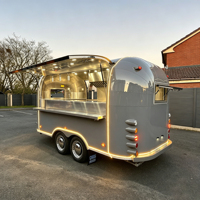 Camión de Comida Retro Totalmente Equipado de Acero Inoxidable, Carrito Móvil de Helados y Comida Rápida con Sistema de Energía para Catering