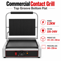 Grill de contact commercial de haute qualité pour sandwichs, en acier inoxydable, avec plaque antiadhésive, idéal pour les cafés