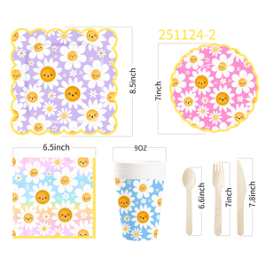 DAMAI Wildflower <b>Plates</b> and Napkins Supplies Floral Disposable <b>Plates</b> and Baby <b>Shower</b> for Spring Set Decorations Serves 8 - Product Image 5