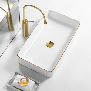 Nouvel arrivage Évier de salle de bain rectangulaire en céramique noire Lavabo à <span class=keywords><strong>main</strong></span> de style moderne Offre Spéciale monté sur comptoir - Product Image 6