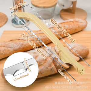 Wooden <b>Bread</b> <b>Knife</b> Stainless Steel Blade 8-9.9in Multi-Purpose Kitchen Tool For <b>Bread</b> Cake Cheese Fruit Cutting - Product Image 4