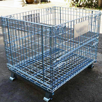 Cage de stockage en treillis métallique robuste HUAWU 1000 kg, conteneur logistique pliable et empilable en acier soudé WC-11