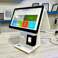 Ordinateur de bureau tout-en-un 15,6 pouces avec double écran tactile, imprimante, lecteur QR et lecteur de cartes pour kiosque de paiement en magasin de détail