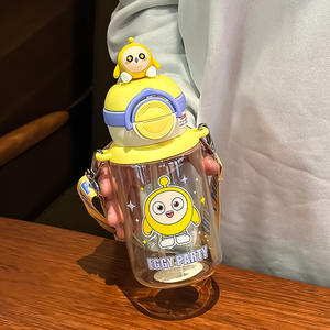 Vaso de agua Tritan Eggy Party Kids de 500 ml con doble tapa, portátil para excursiones, uso estudiantil, diseño de dibujos animados - Product Image 3