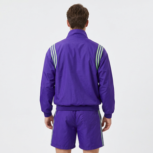 Ensemble de survêtement pour homme violet, veste zippée et short, vêtements de sport décontractés, vêtements d'équipe, logo personnalisé OEM - Product Image 3