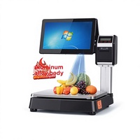 Caisse enregistreuse tactile tout-en-un intelligente avec fonction de pesage, compatible Windows et Android, processeur I5-464G/i5-8128G, pour produits secs et lecture de codes.