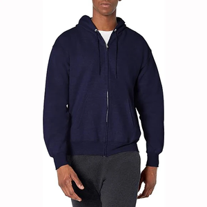 Sweat à capuche zippé en molleton 100% coton lourd uni teint en couleur unie pour homme avec logo personnalisé streetwear - Product Image 3