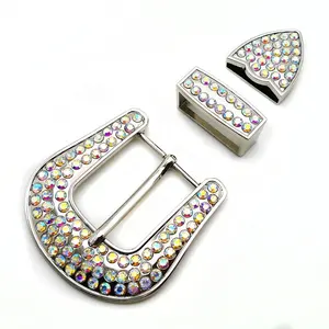 Western Cowboy Buckles Jeans Belts Buckles Three Set Belt Buckles in Zinc Alloy With Colorful Rhinestones Can Customize
