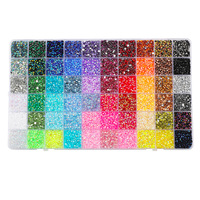 Boîte de 60/48/40/28/24 compartiments, bijoux pour ongles colorés, perles, strass, petits ornements en diamant pour nail art