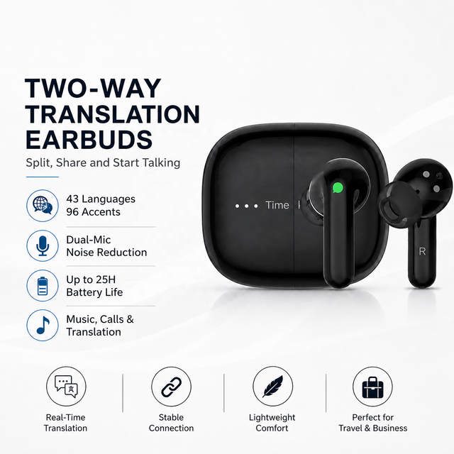 Hot TimeKettle M3 Language Simultaneous Translator Earphones Business Interpretation Earphone Travel Voice Translation Earbuds