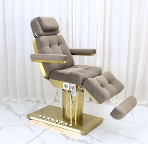 Meubles de salon de beauté de luxe en cuir PU avec base en métal, lit de massage spa, lit facial adapté aux salons de beauté - Product Image 3