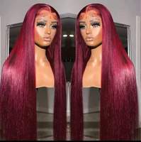 Wig Rambut Asli Warna Burgundy 99J 13x4 Merah Grosir Virgin Cuticle Aligned Hair Remy Brazilian Body Wave Lace Wigs