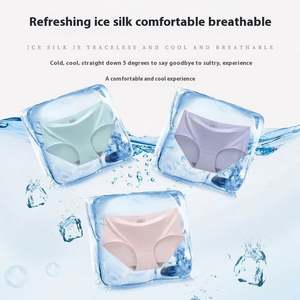 Braguitas de seda helada de tiro medio sexys para mujer, transpirables, tallas grandes, color liso, ropa interior cómoda para mujer - Product Image 3