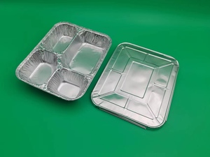 3 <strong>Compartment</strong> <strong>Aluminum</strong> <strong>Foil</strong> Plates Custom Restaurant Food Container Disposable Aluminium <strong>Foil</strong> Takeaway Lunch <strong>Trays</strong> with Lid - Product Image 4
