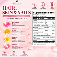 Gummies pour cheveux, peau et ongles en marque privée avec biotine, collagène, vitamines C et E, saveur fraise, OEM ODM