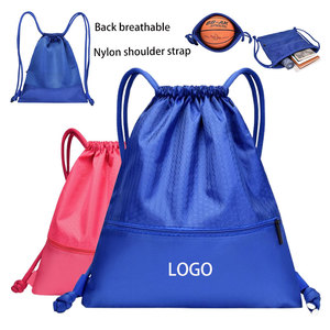 Fashionable Black Drawstring Backpack with Zipper Pocket Shoulder Carrying System-for Promotions Basketball Football Gym Sports