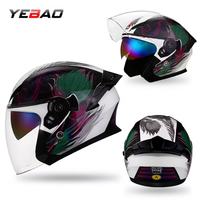Casque Moto Jet Rabattable YEBAO Meilleure Vente ABS Double Écran Haute Résistance aux Chocs Certifié ECE CE Adulte