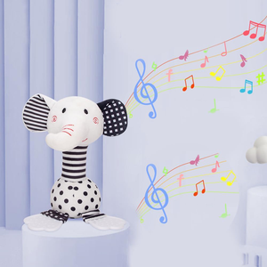 Grandes oreilles <span class=keywords><strong>et</strong></span> <span class=keywords><strong>pieds</strong></span> Noir <span class=keywords><strong>et</strong></span> blanc Éléphant doux Poignée Animal Hochet Puzzle Jouet avec Sound Safe Baby Toys 0-12 Mois - Product Image 5