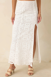Jupe longue en dentelle florale blanche avec fente haute, style bohème d'été, jupe longue en mousseline pour femmes - Product Image 3