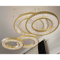 Lustre moderne en forme d'anneau en acier inoxydable doré, décoration de luminaire suspendu rond à LED, cristal de luxe pour salon, chambre à coucher