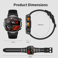 Montre connectée sportive étanche HKSF HT42 IP68, grand écran AMOLED HD de 1,7 pouces, lampe torche LED, batterie 850 mAh, positionnement GPS, bracelet en acier