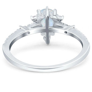 Bague de fiançailles en argent sterling 925 avec opale naturelle blanche en forme de goutte d'eau, cadeau de mariage pour femme, idéal pour les fêtes et les anniversaires - Product Image 4