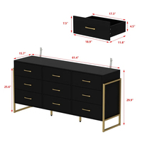 Table de toilette multifonctionnelle en bois à neuf tiroirs pour chambre et salon, meuble de rangement au sol