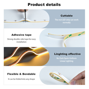 Bande LED COB à émission latérale monocouleur haute densité 480 LED/m, 3000K-6500K, certifiée UL CE pour la décoration intérieure - Product Image 2