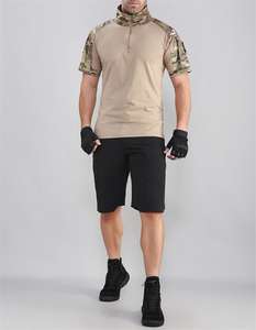 Chemise tactique de combat pour homme 1/4 Zip manches courtes BDU Stretch Slim Fit Shirts Camouflage <span class=keywords><strong>EDC</strong></span> T Shirt Rip Stop Quick Dry - Product Image 5