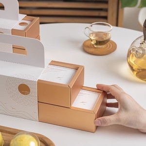 Cá nhân tùy biến in ấn quà tặng 3 lưới Cookies hộp nâu kraft giấy trượt MOONCAKE Pastry Biscuit hộp với xử lý - Product Image 4